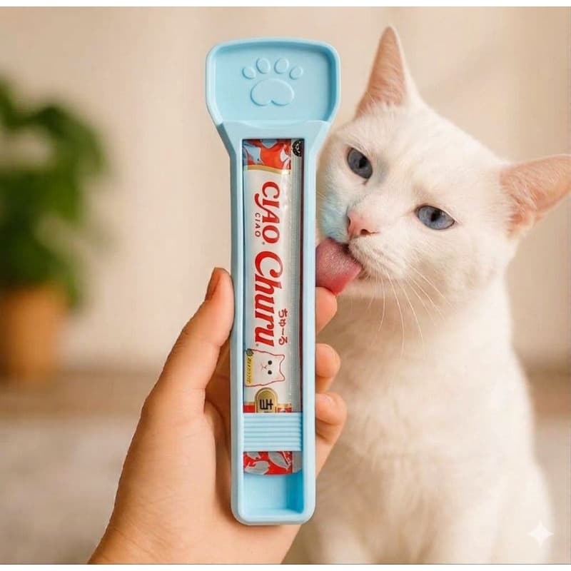 colher espremedora para sachê de gatos CHURU SHEBA TRULY WANPY e cães