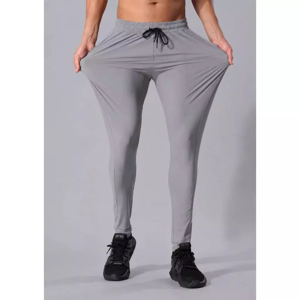 Calça Esportiva Casual Masculina Seda Gelada poliamida Fina Rápida Secagem Com Cintura Elástica E Zíper