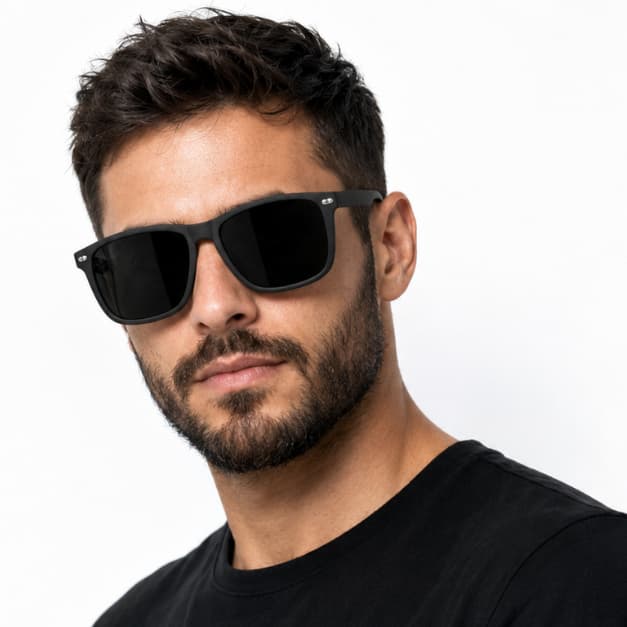 Óculos de Sol Masculino Preto  UV400 | Lentes Escuras | Estilo Moderno e Confortável com opção em madeira Bambu