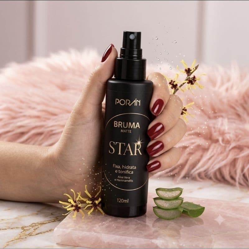 Bruma Fixadora Poran Matte Star 120ml - Fixação Duradoura e Hidratação Natural