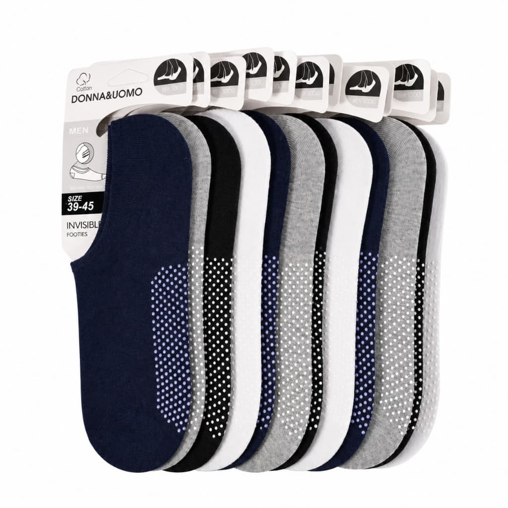 Kit 3 6 12 24 Pares Meias Invisíveis Masculinas Antiderrapantes Silicone Cano Baixo Tamanho Único 39-45 Cores Sortidas