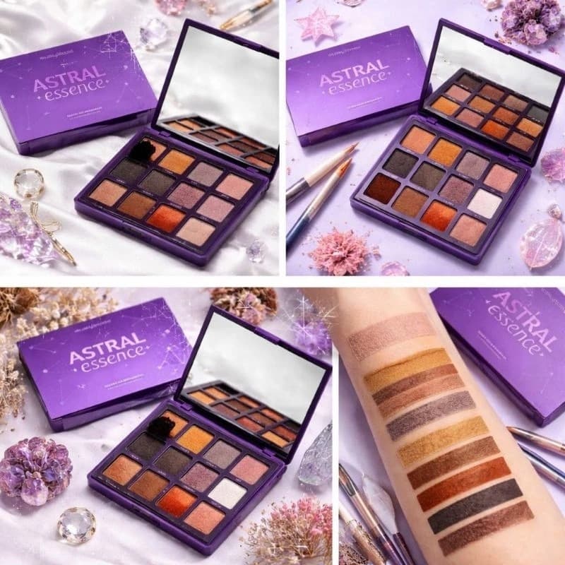 Paleta Sombras Astral Essence Ruby Rose 12 Cores Efeito Matte Cremoso Cintilante Signos Zodíaco