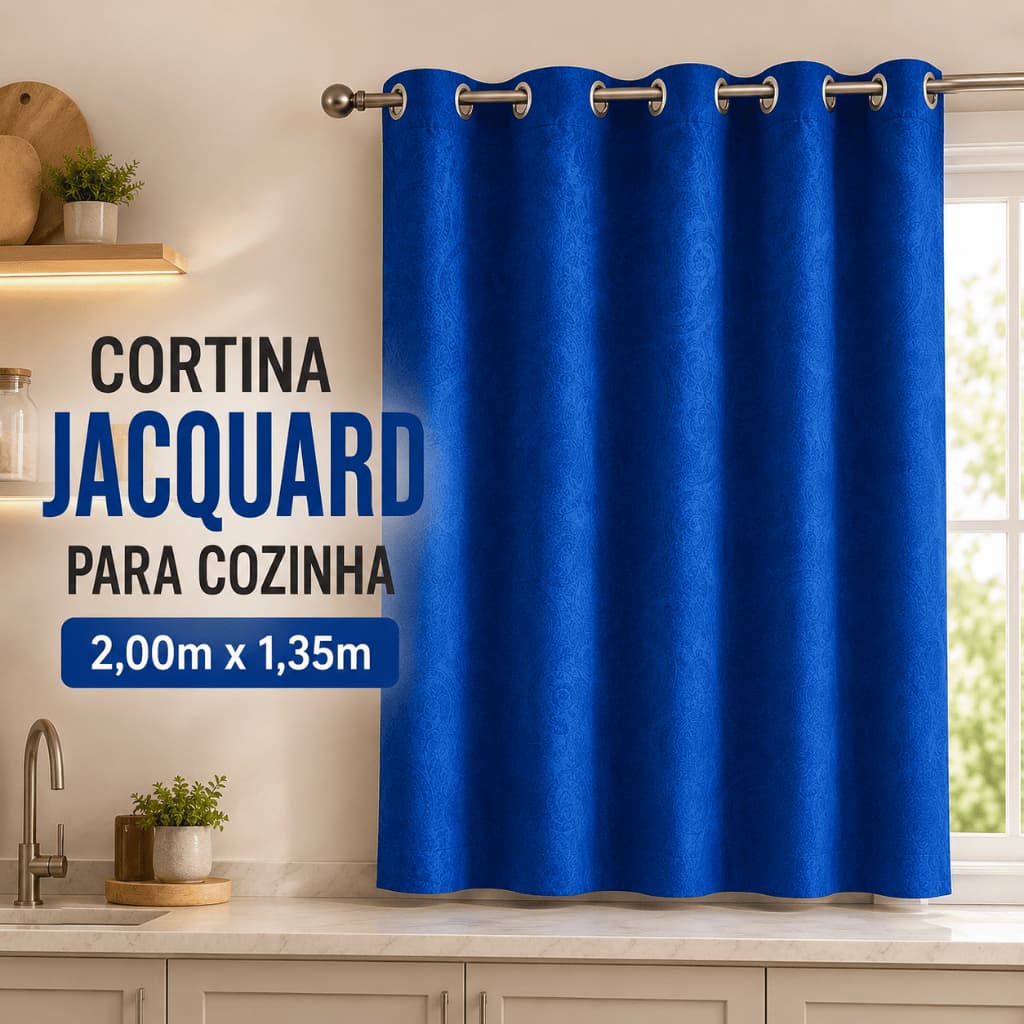 Cortina Jacquard para Cozinha 2,00m x 1,35m Moderna, Elegante e de Alta Qualidade