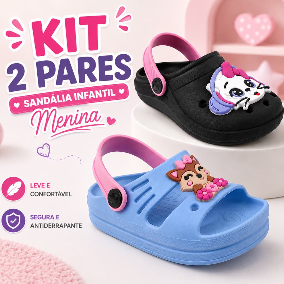 Sandália Infantil Menina Confortável Macia Antiderrapante Chinelo Kids Feminino