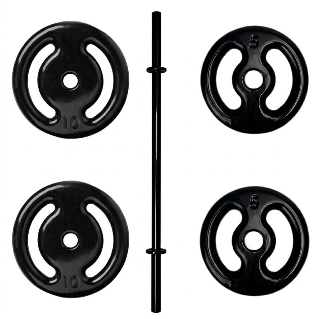 Kit 2 Anilhas 10Kg + 2 Anilhas 5Kg Emborrachadas Halter Anilha Peso Academia Musculação Henvifer Crossfit Funcional
