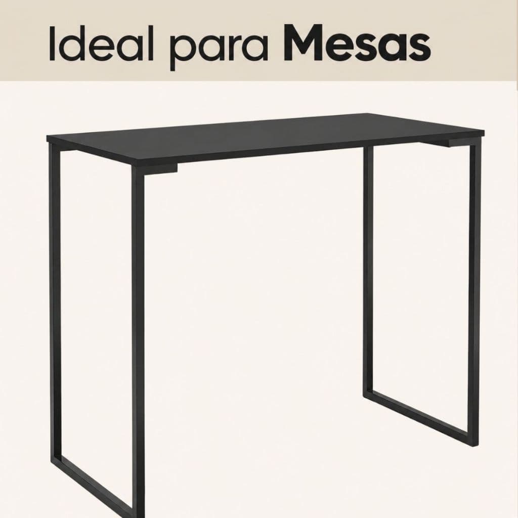 Kit 2 Pés de Mesa Metalon 20x20 Preto | Suporte para Mesa Escritório e Jantar