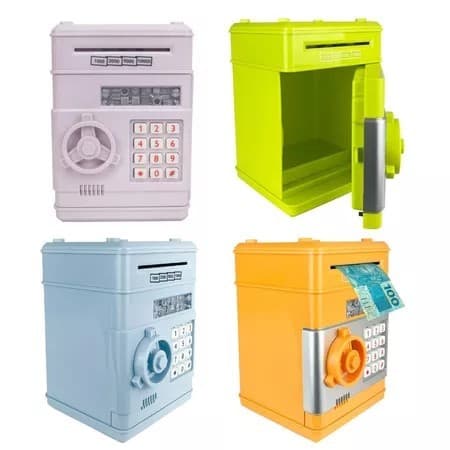 Cofre Eletrônico Digital Infantil Puxa Notas Colorido Divertido Brinquedo Músicas Cofrinho Pci Cofre