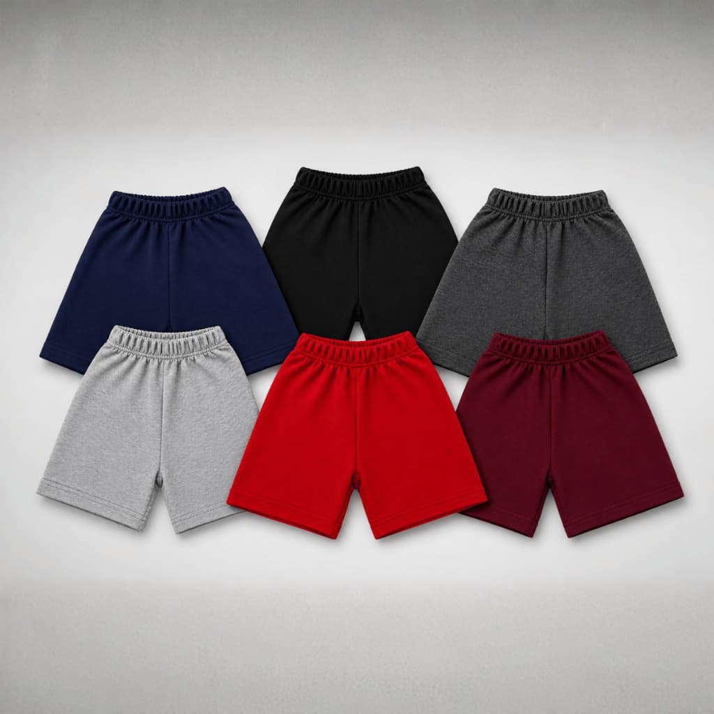 Kit 4 Bermudas Shorts Moletinho Infantil Algodão Sortidas Unissex Menino Menina 2 ao 8