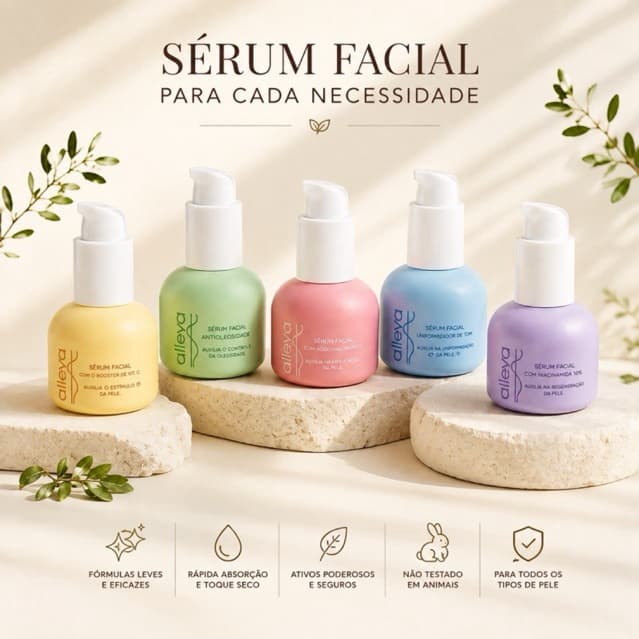 Sérum Facial Alleva Skin 30ml Skincare Completo | Fórmula Leve e Rápida Absorção