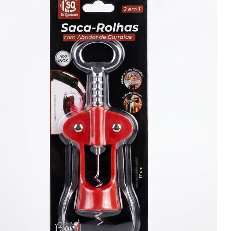 Saca-Rolhas com Abridor de Garrafas 2 em 1