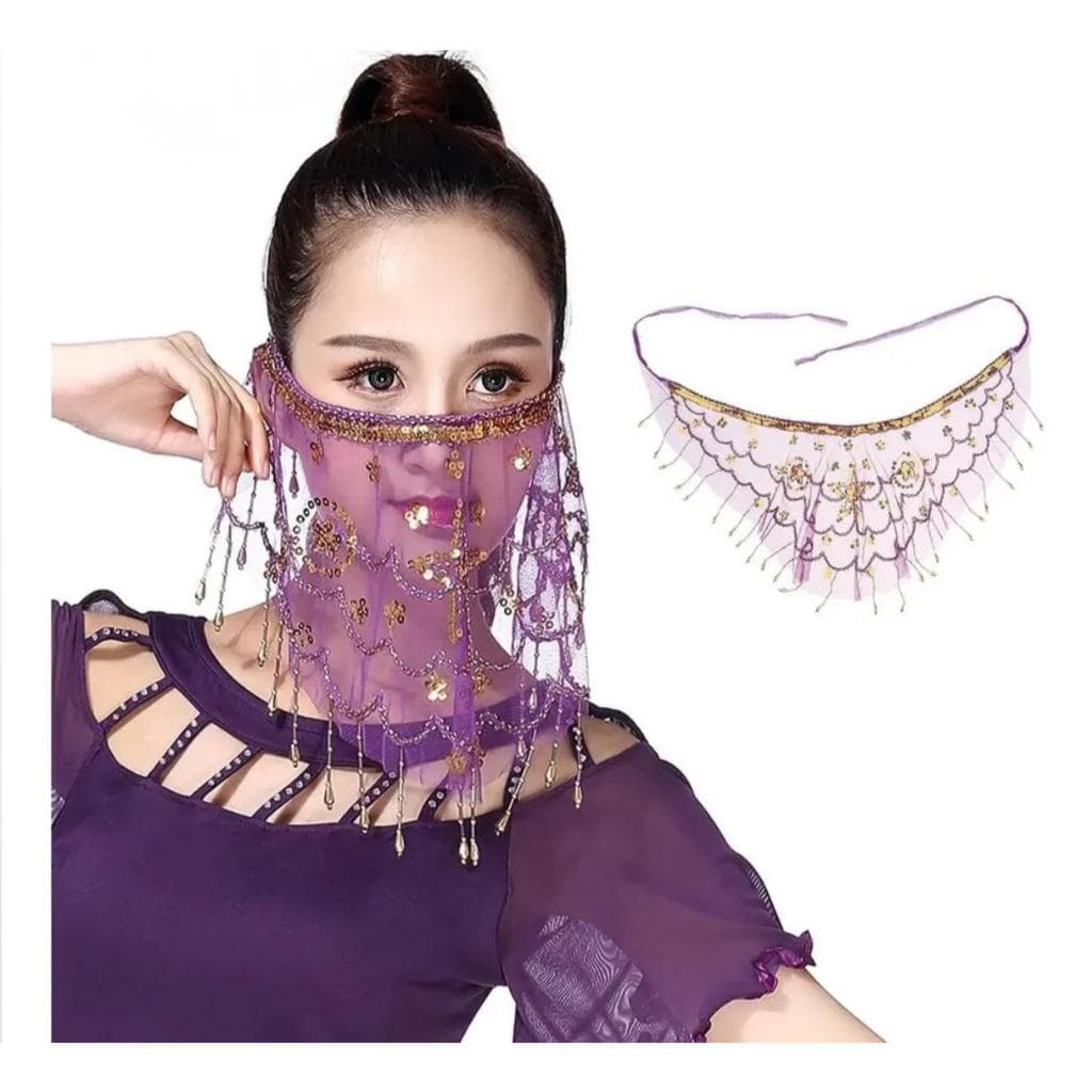 Véu Facial De Dança Do Ventre Roxo