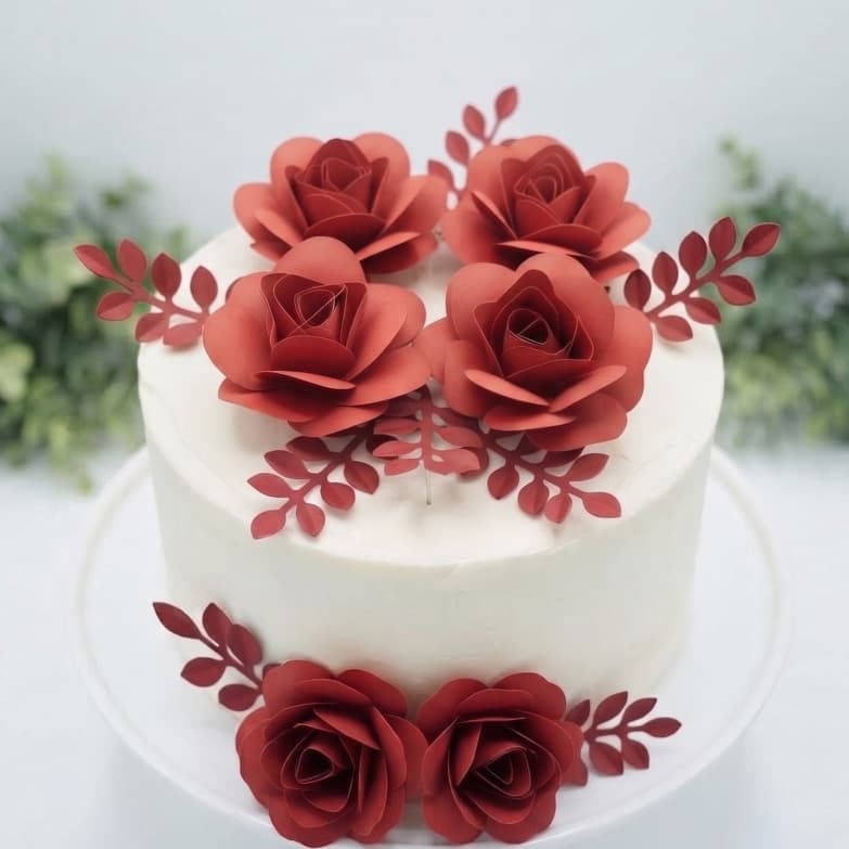 Flores de Papel 3d  Rosas para Topo de Bolo e Decoração, kit 6 Unidades, rosas 3d