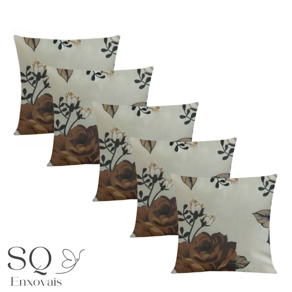 Kit 5 Almofadas Cheias Estampadas 45x45cm Com Zíper