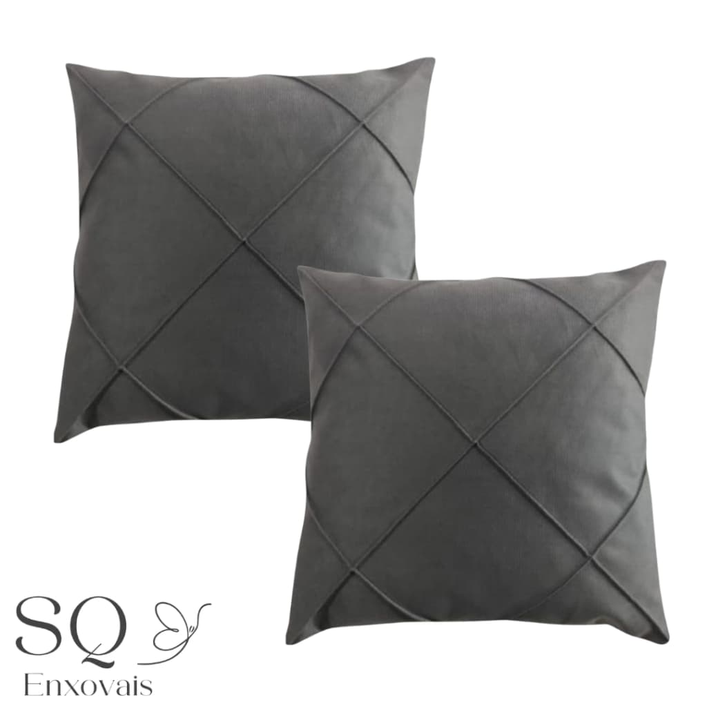 Kit 2 Almofadas Cheias Suede Drapeada 45x45cm Decorativas