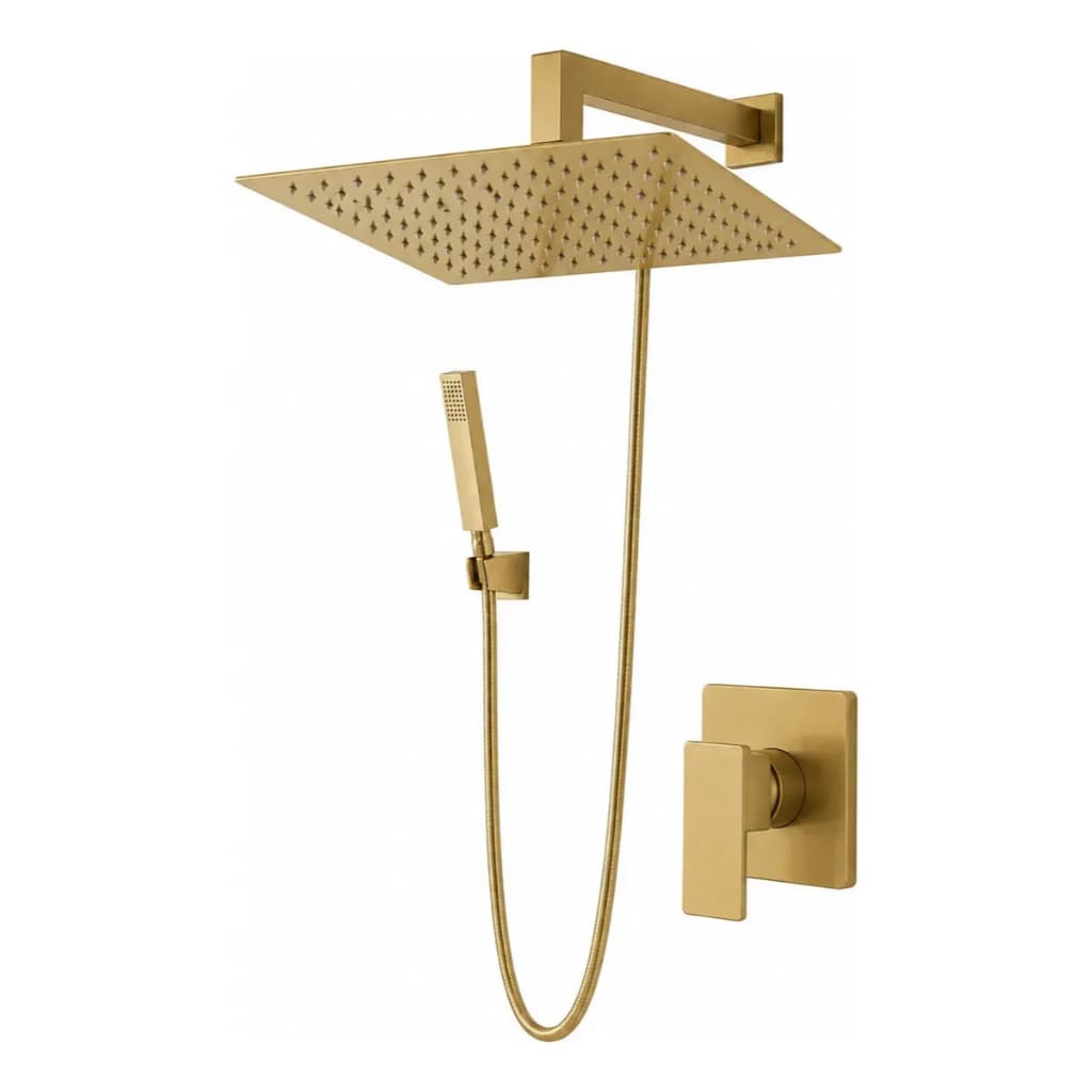 Chuveiro 25x25cm C/ Acabamento Monocomando Dourado Fosco