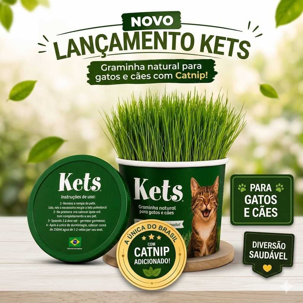 Graminha para Gatos e Cães com Catnip Natural | Grama para Gato | Erva do Gato | Petisco Natural