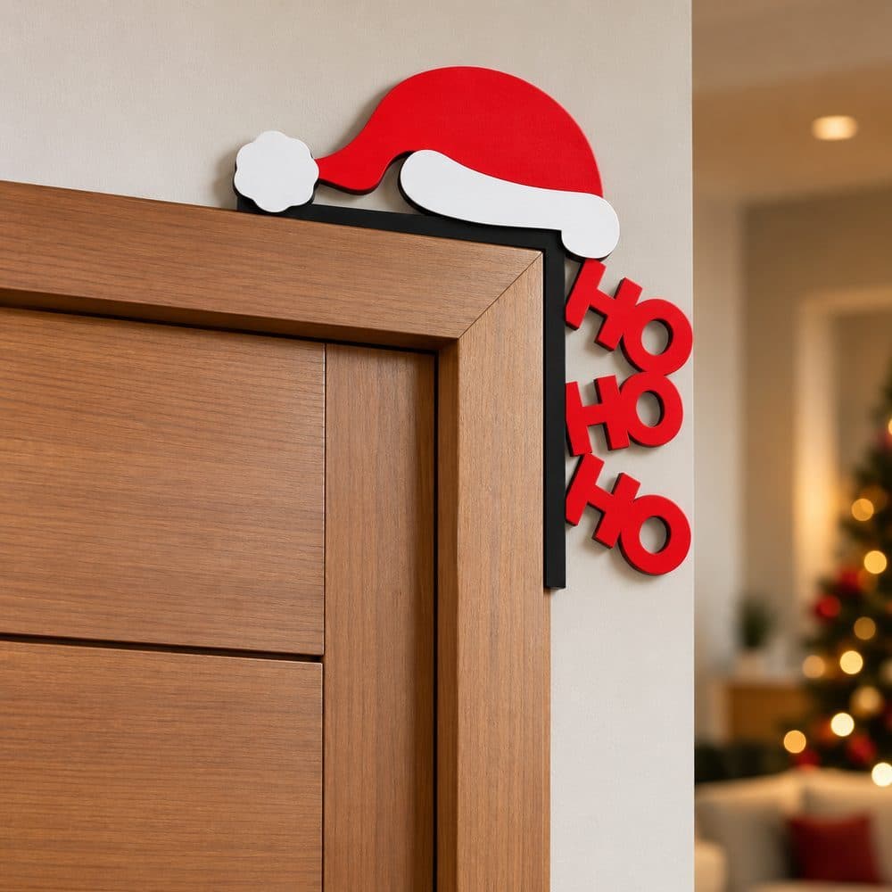 Enfeite de Porta Natalino Ho Ho Ho com Gorro Papai Noel – Decoração de Natal para Porta