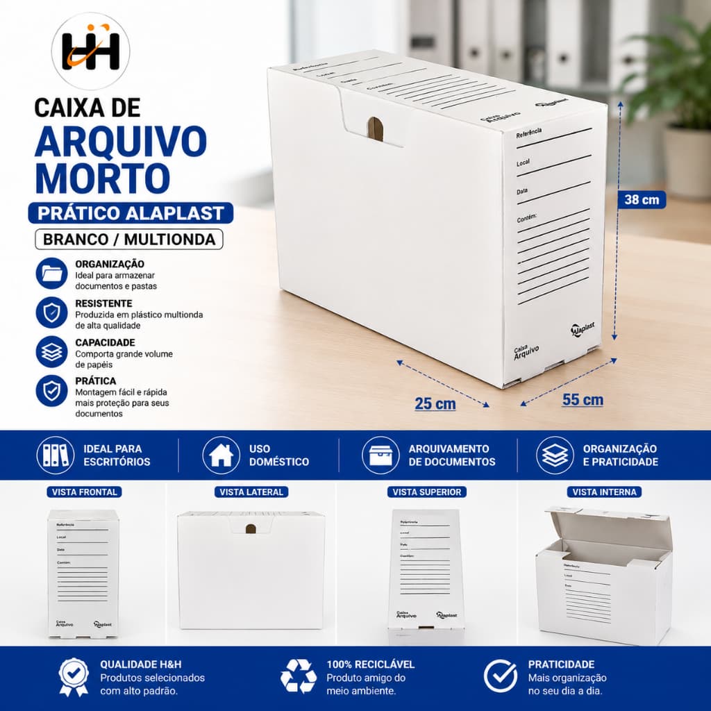 ARQUIVO MORTO PRATICO ALAPLAST BRANCO/MULTIONDA COM 10 UNIDADES