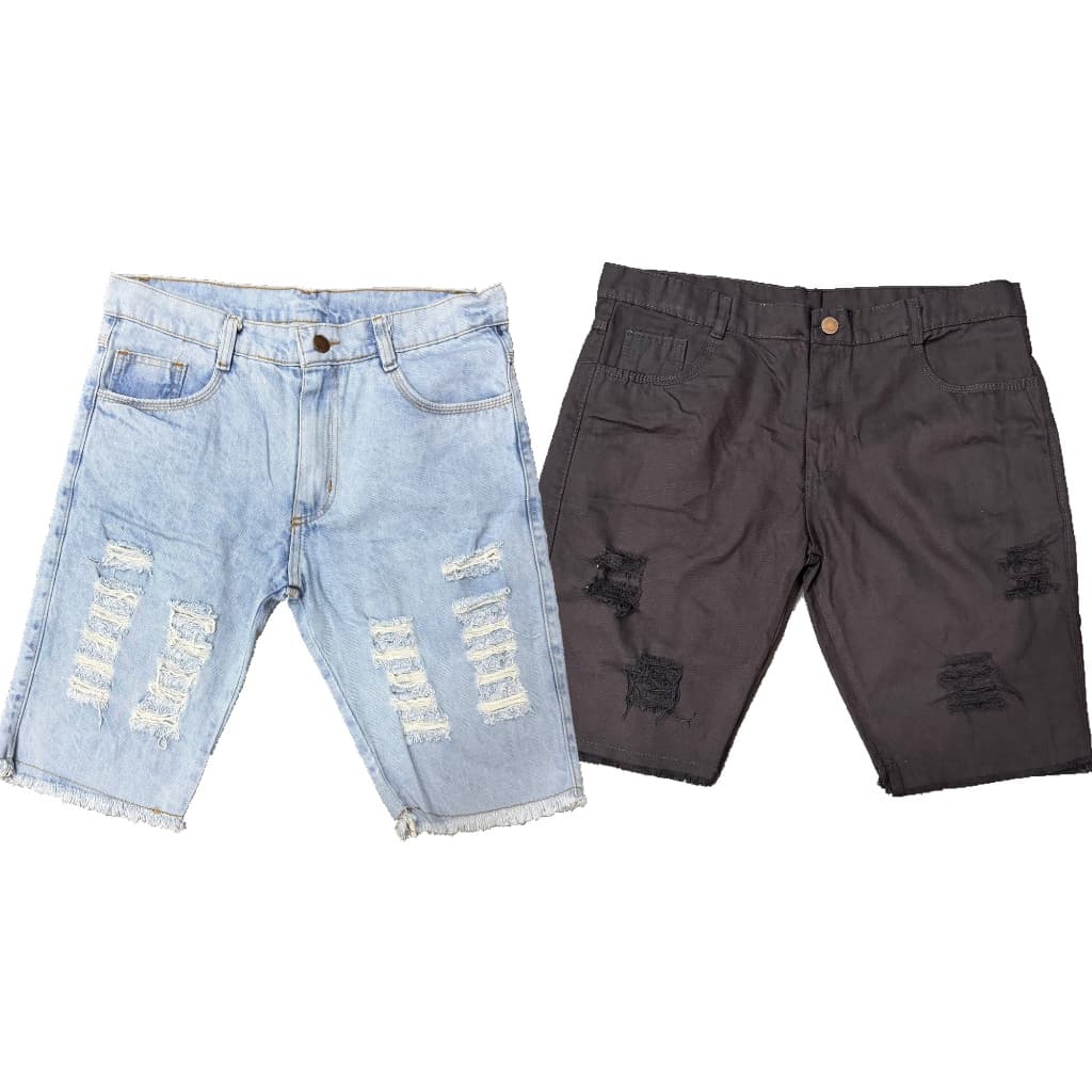 Kit 2 Shorts Bermuda Jeans Masculino rasgada Destroyed