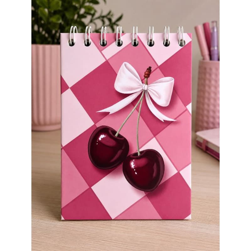 Caderno bloco de notas A6 CEREJA / paginas pautadas ou lisas / bloco de notas