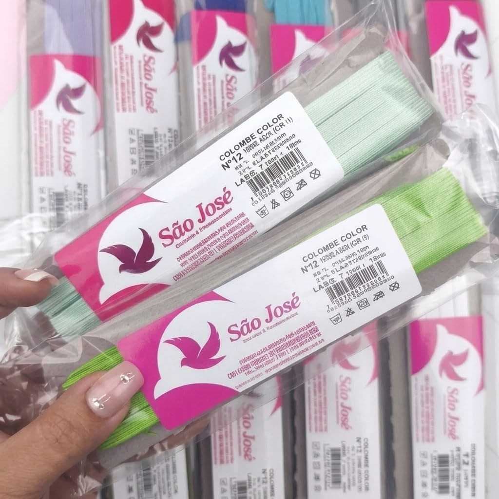 Elástico Chato Colombe 7mm São José – 10 Metros | Várias Cores | Costura - Artesanato