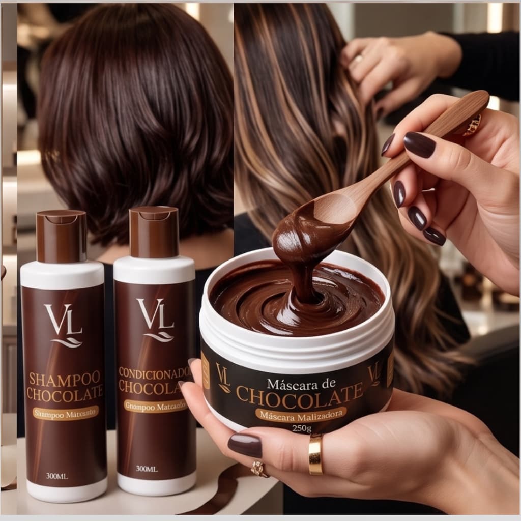 Kit + Máscara Matizadora + Shampoo Chocolate LA Cosmeticos