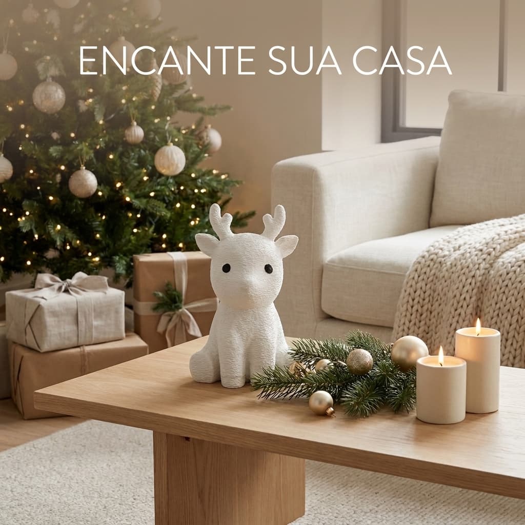 Rena Natalina Decorativa com Luz LED Enfeite de Natal Decoração Natalina Mesa Quarto Sala Presente Lembrancinha
