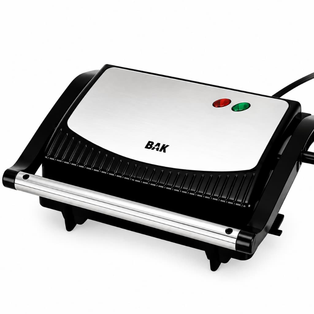 Sanduicheira Elétrica Grill 750W Antiaderente Inox Preta para Lanches