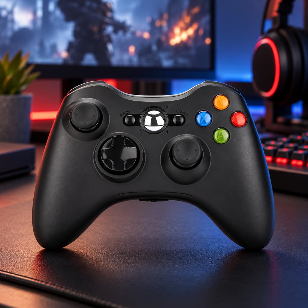 Controle Para Xbox 360 Joystick Gamepad Xbox360 Preto Para Videogame e Jogos