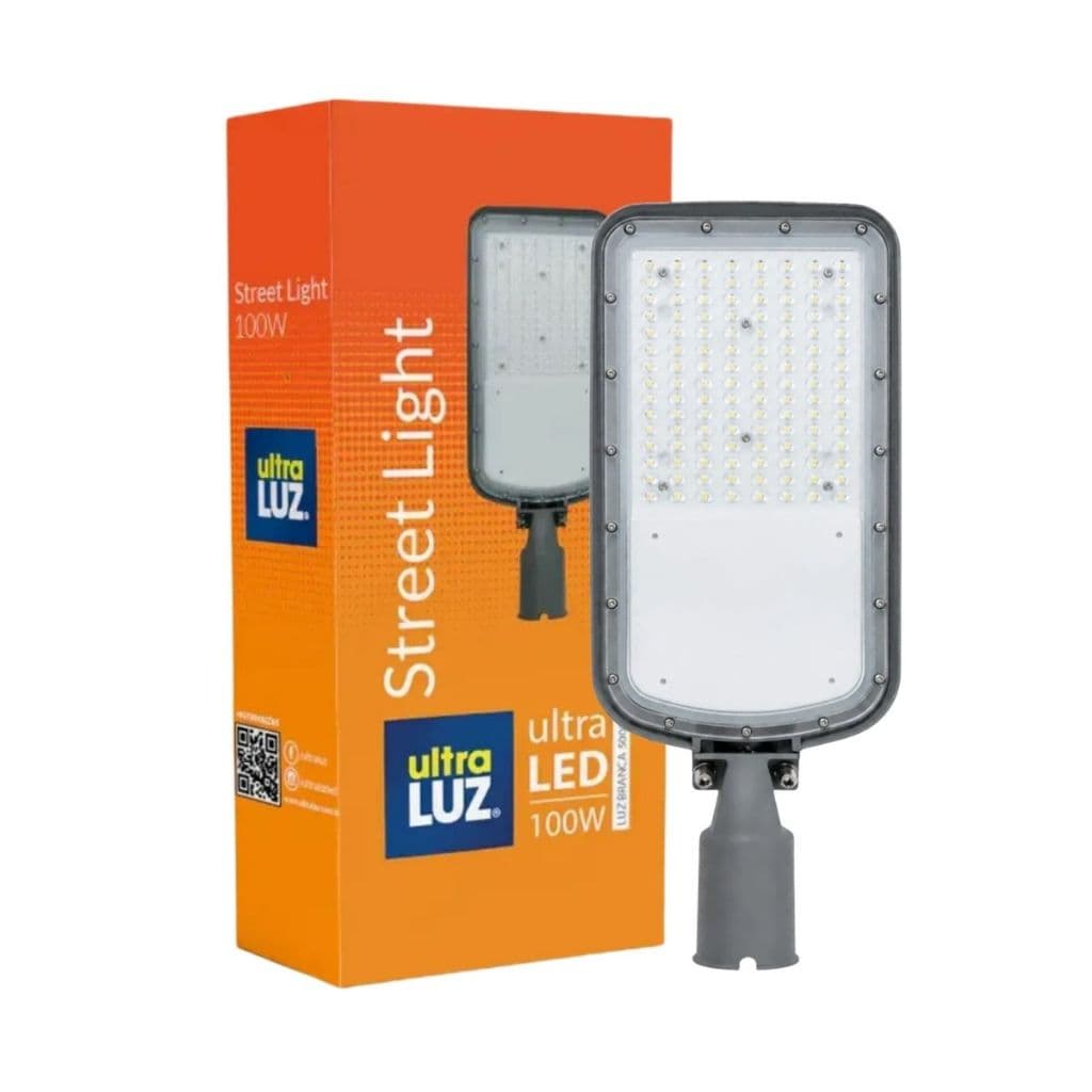 Luminária de Rua Pública Externa LED 100W Street Light Para Poste 5000K Bivolt Ultraluz