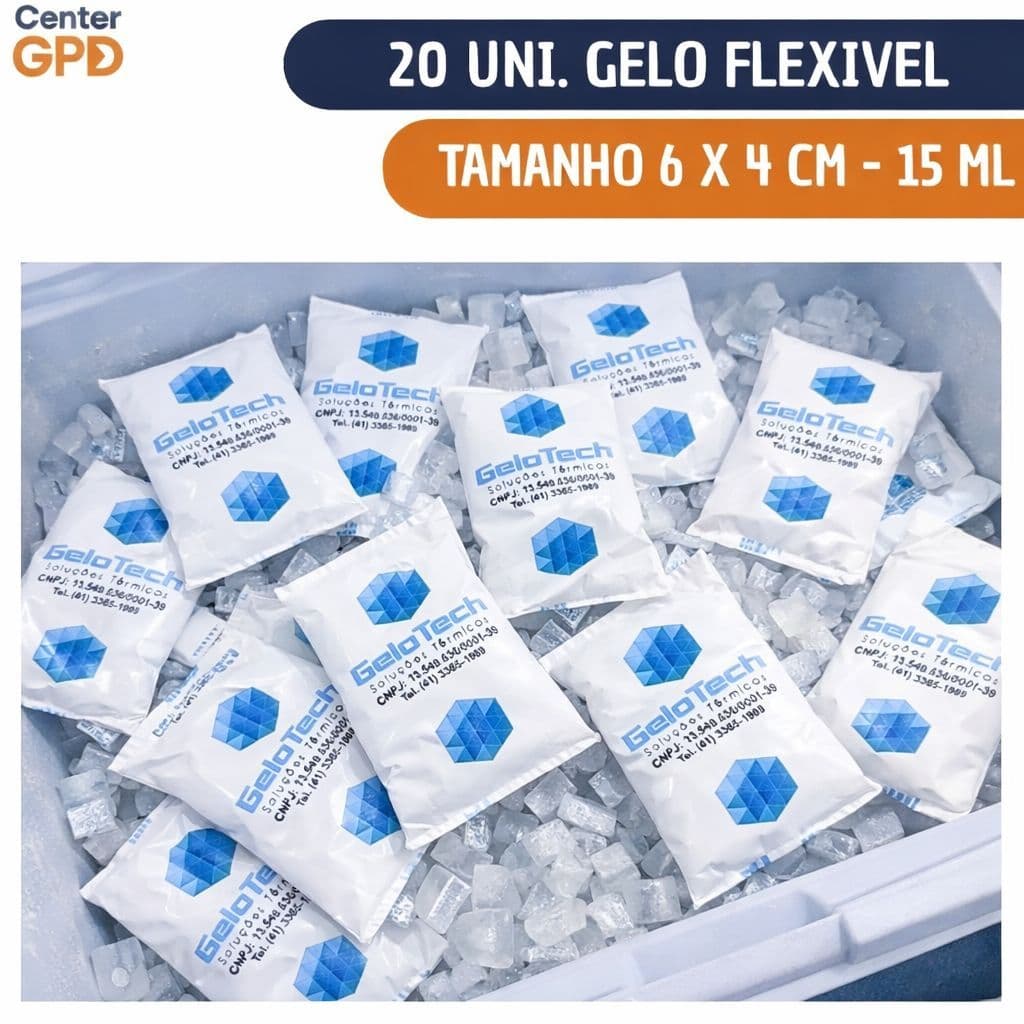 20 un Gelo Artificial Flexivel 15 ML Reutilizavel Gelotech
