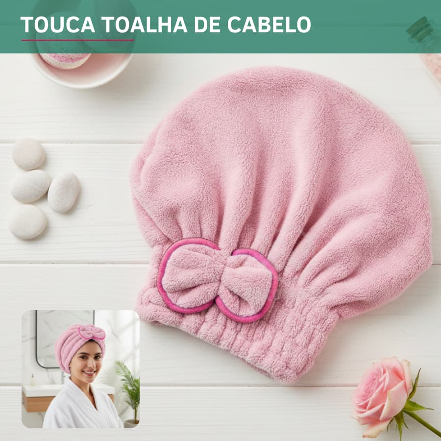 Touca De Banho Magica Seca Cabelo Secagem Rápida em Microfibra Macia Alta Absorção Conforto Premium