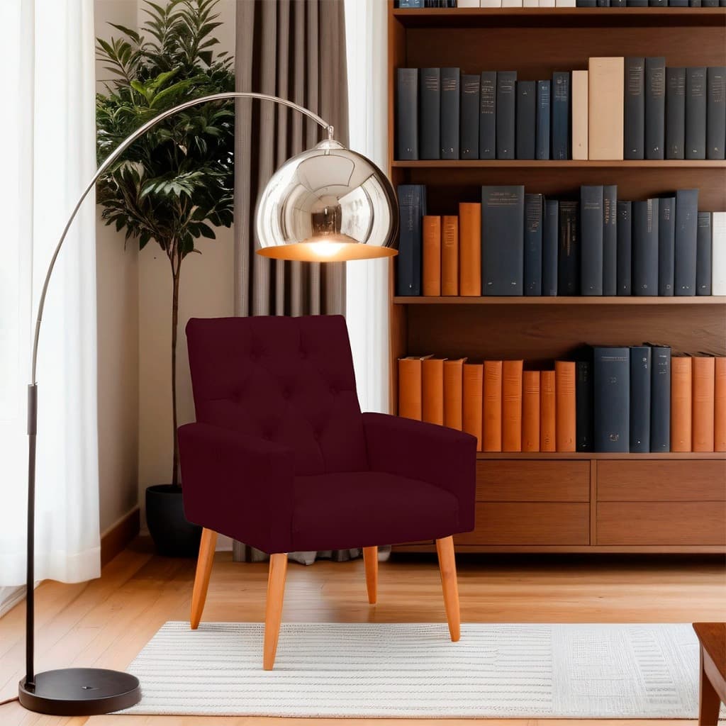 Poltrona ísis Confortável e Resistente AdsDecor Suede cor Marsala