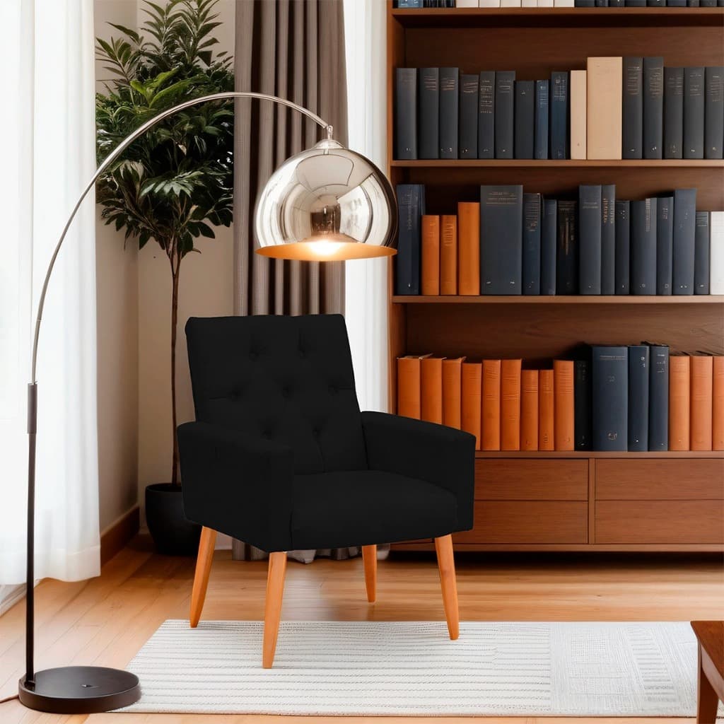 Poltrona Ísis AdsDecor Capitonê - Suede Cor Preto