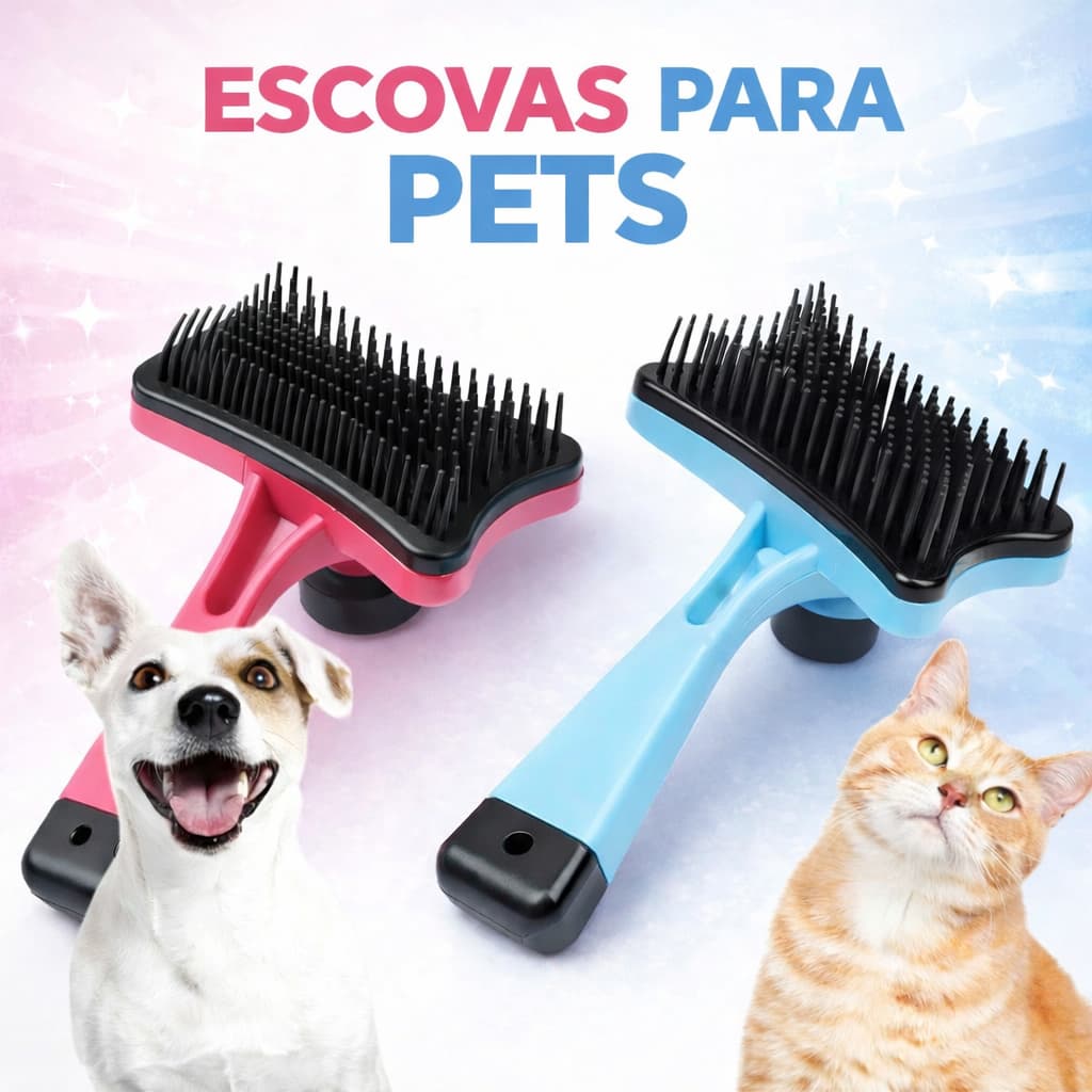 Escova Rasqueadeira Para Cachorros e Gatos Pet Coçador