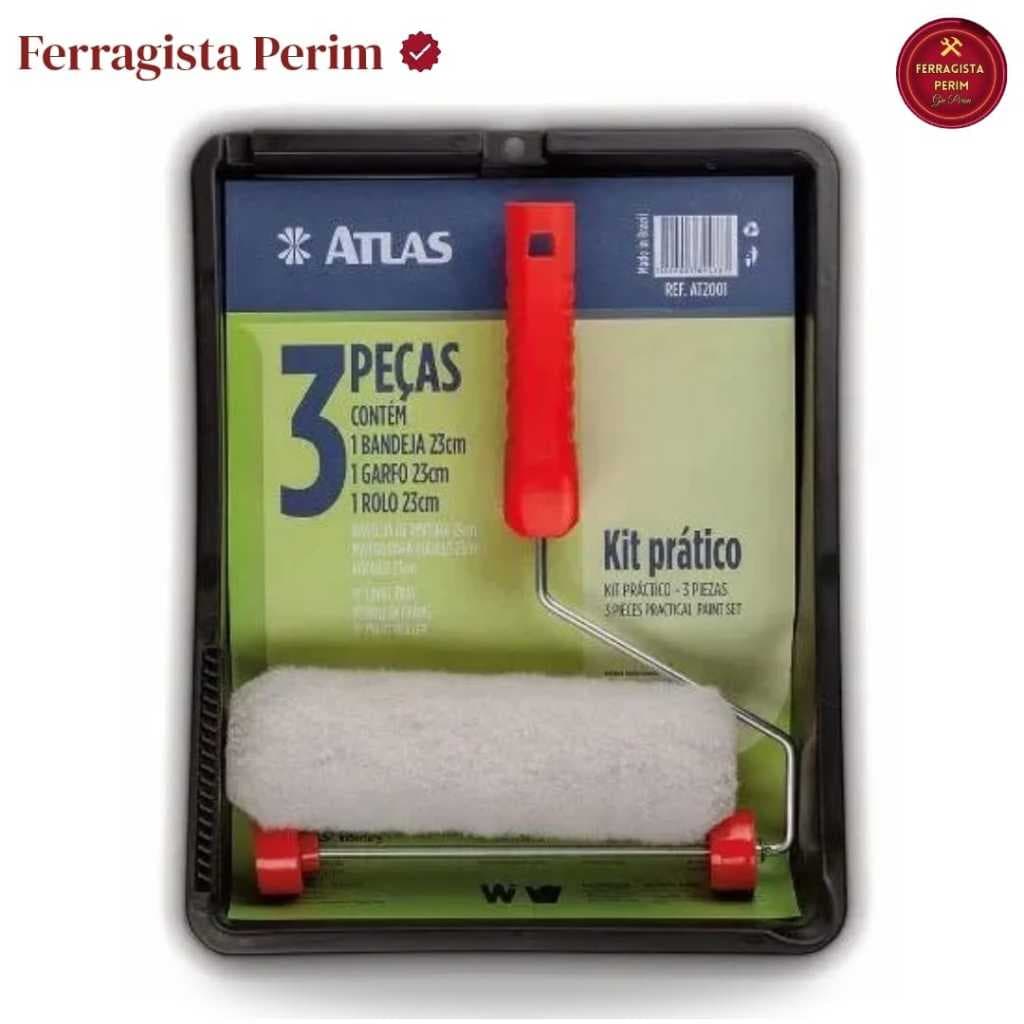 Kit Prático Pintura 3PCS Atlas: Bandeja de tinta, Suporte e Rolo de Pintura