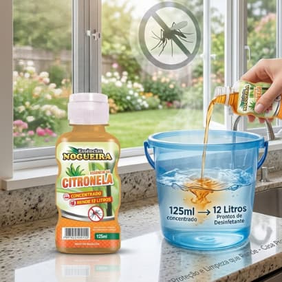 Essência Citronela Concentrada 125ml Nogueira Repelente Mosquito para Ambiente Rendimento 12 Litros