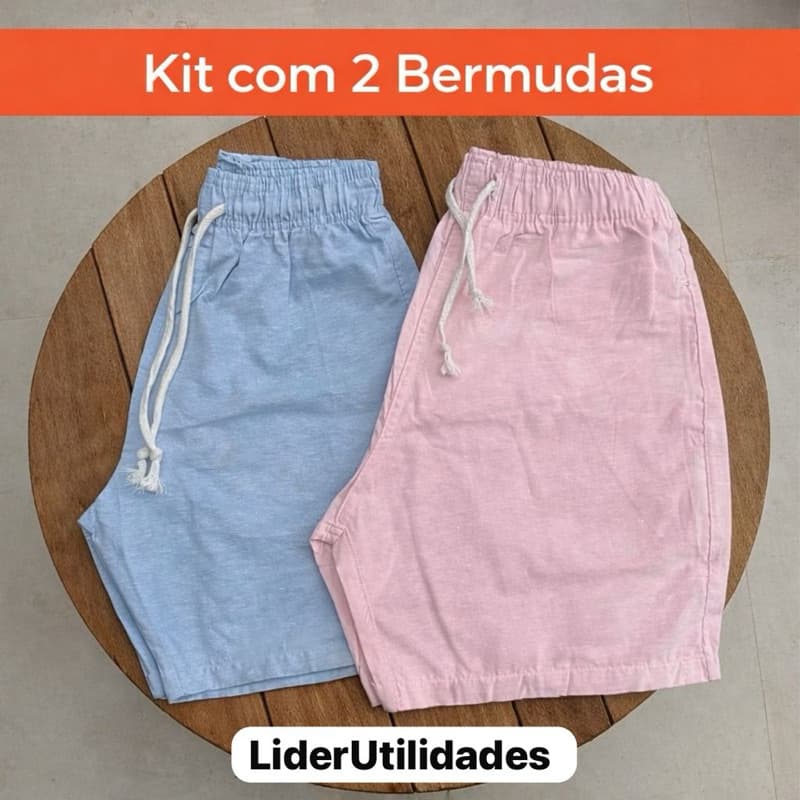 KIT 2 BERMUDAS MASCULINAS – 2 PEÇAS Linho Sarja Mauricinho Casual Praia Envio Rápido