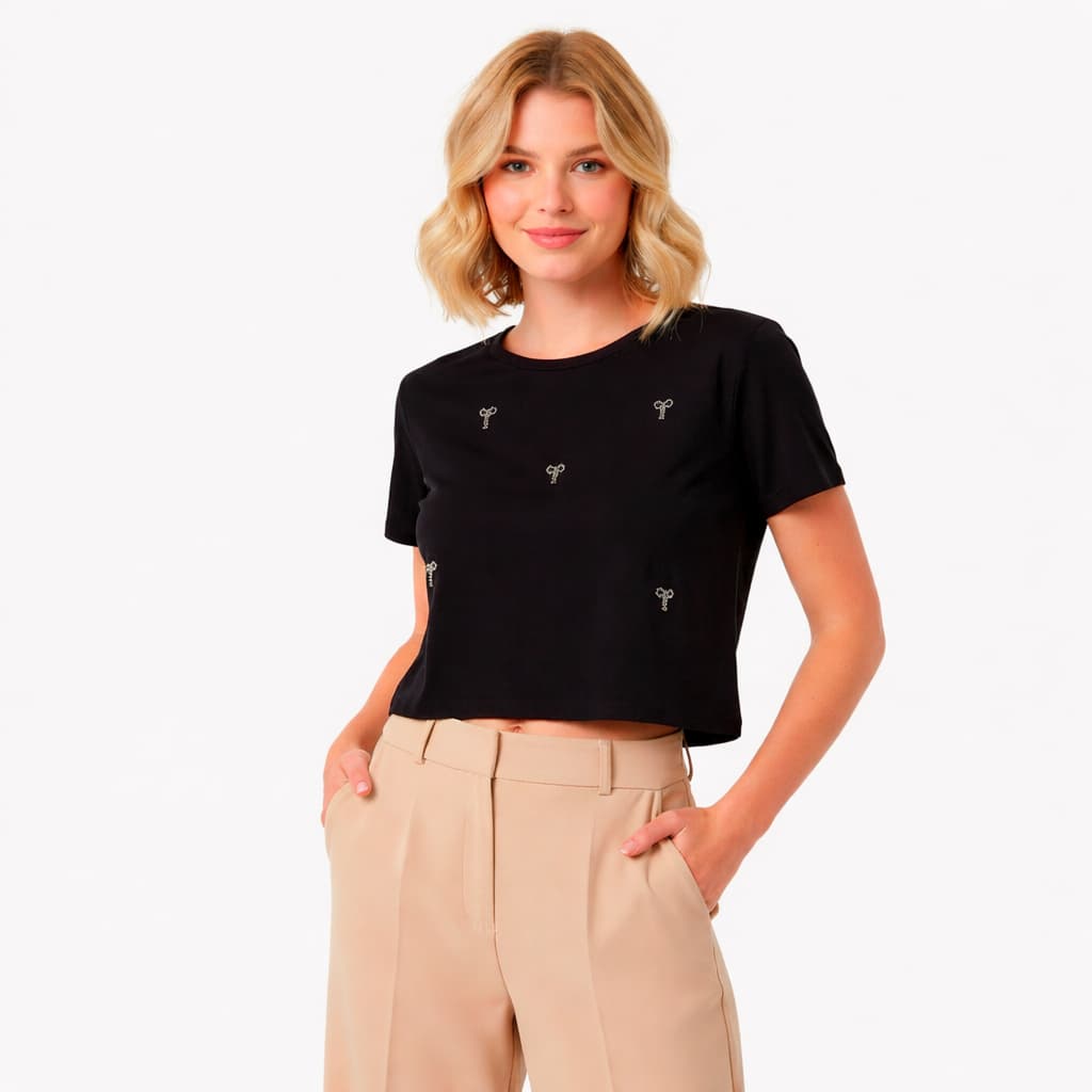 Blusa feminina algodão strass delicado toque macio confortável estilo dia a dia look moderno brilho moderno tendência