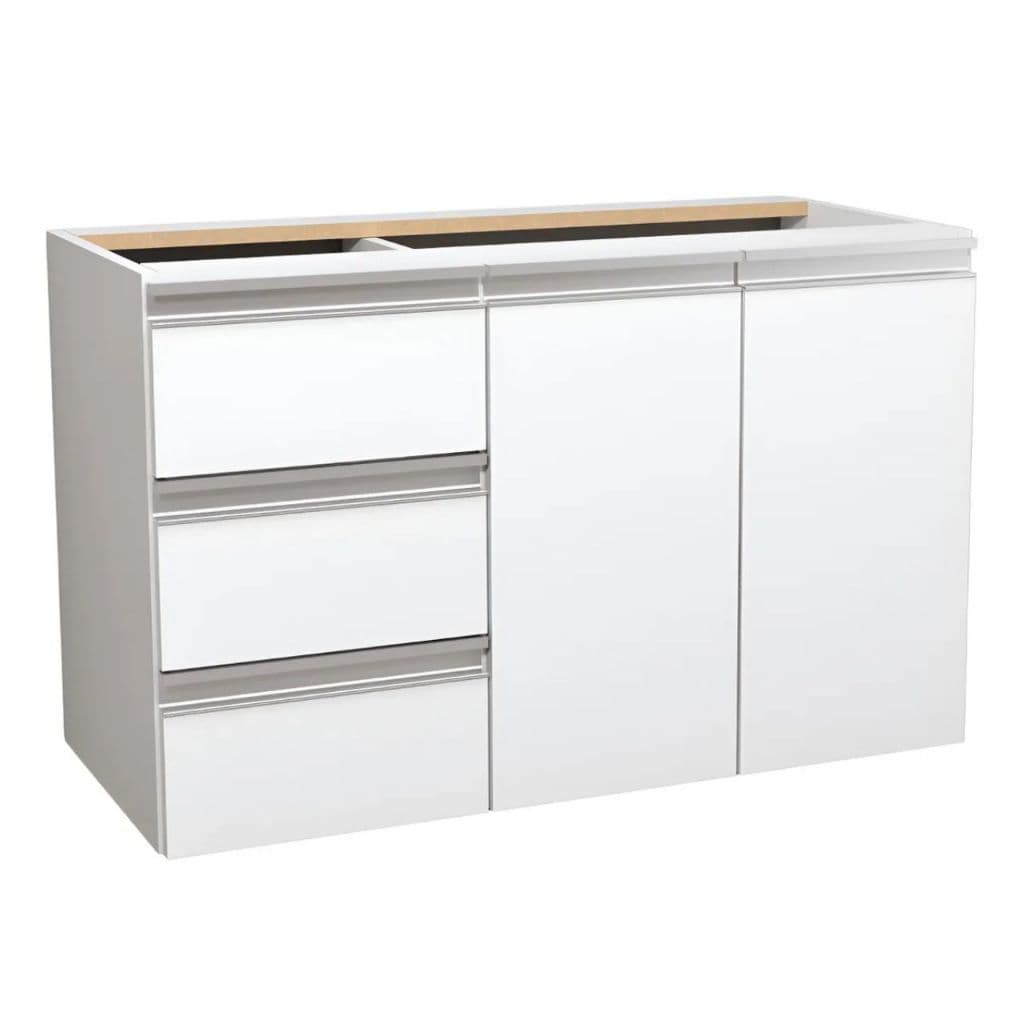 Gabinete 80cm Balcão Banheiro Parma Sem Tampo e Cuba - 100% MDF - Gavetas na Esquerda - MONTADO