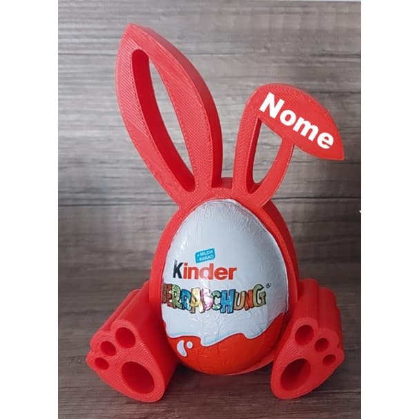 Suporte Coelhinho para Kinder Ovo Personalizado com Nome