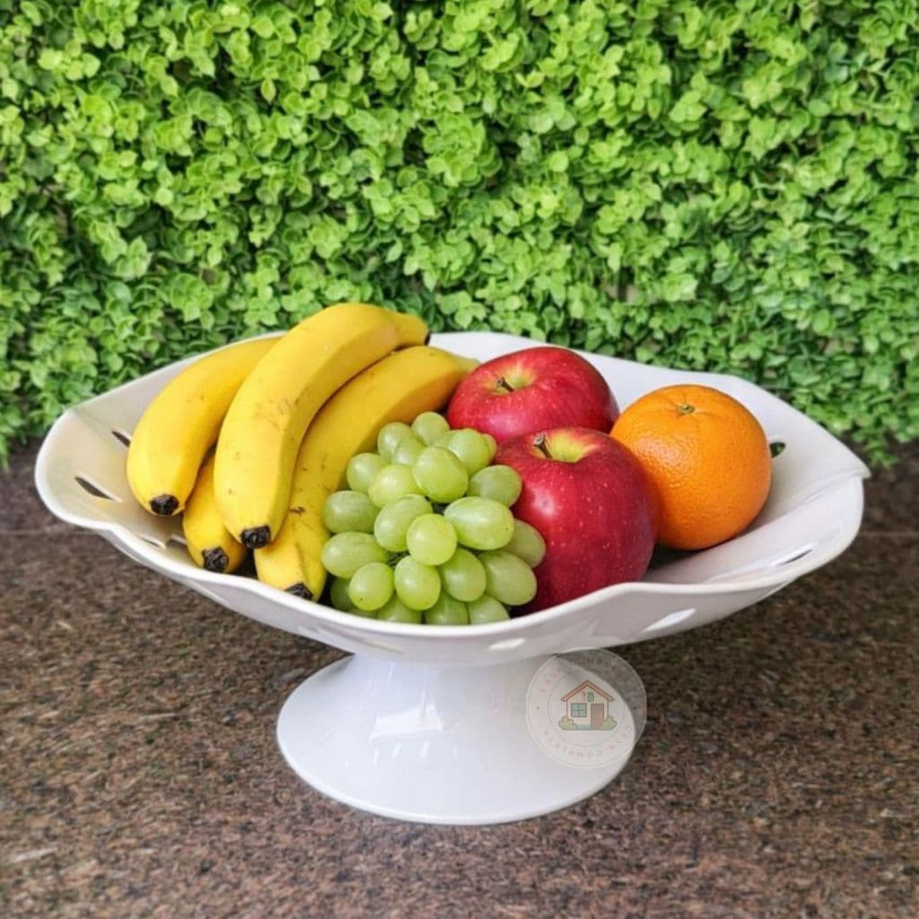 Fruteira Plástica Decorativa 31,5cm com Base Preta ou Branca Sortida Moderna Resistente Envio Rápido