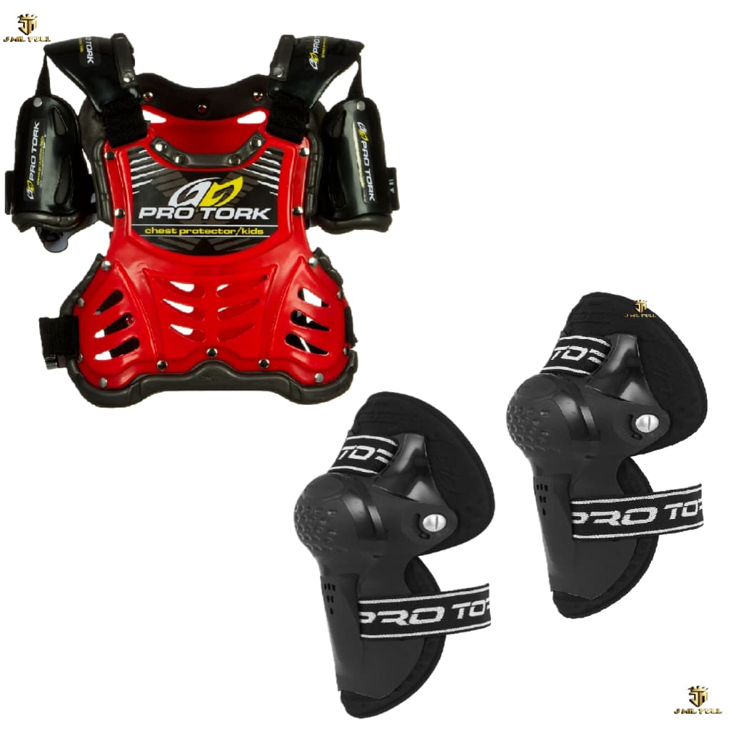 Kit Infantil Kids Motocross Colete + Joelheira Dia Das Crianças Seguro Pilotos Mirins Pro Tork
