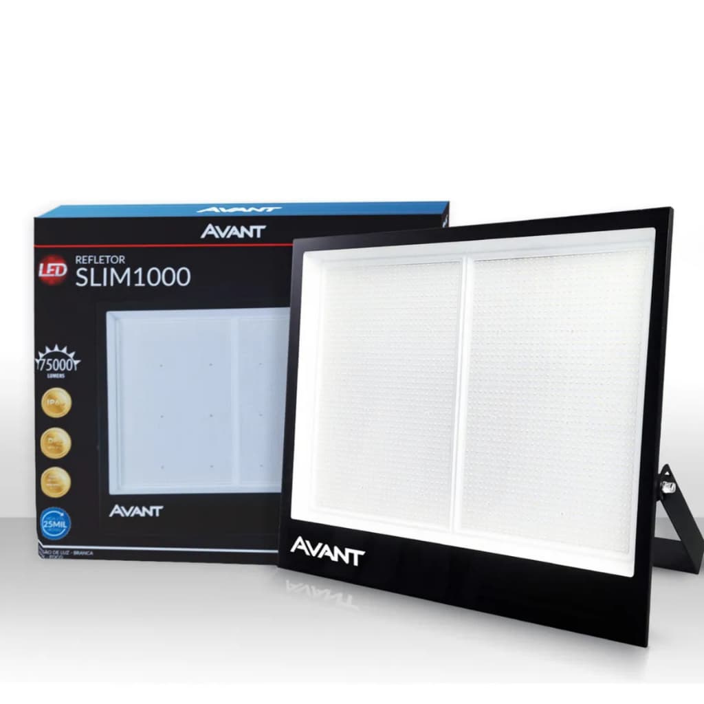 Refletor Led Avant Slim 1000W 65x55 Branco Frio 6500K Bivolt Ip65 Alta Potência