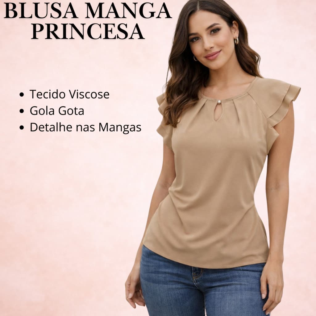 Blusa Decote Gota Feminina Manga Babado Princesa Tecido Viscose - Conforto e Leveza
