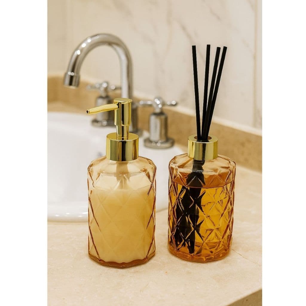 Utensílios Acessórios Para Lavabo banheiro pia porta sabonete líquido porta difusor kit vidro presente de casa nova