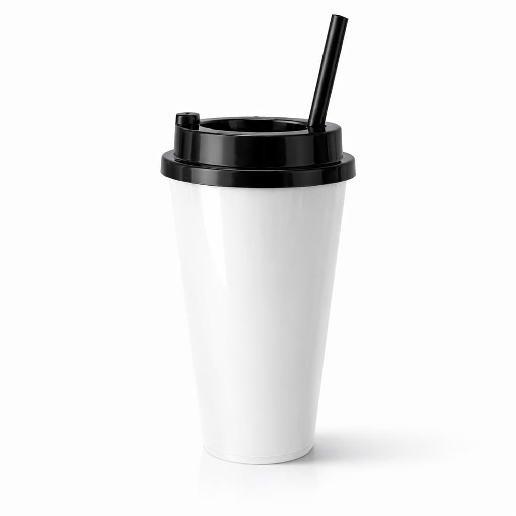 Kit Copo Plástico Liso 600ml Com Canudo E Bico Para Personalizar Lembrancinha Com Adesivo Brindes