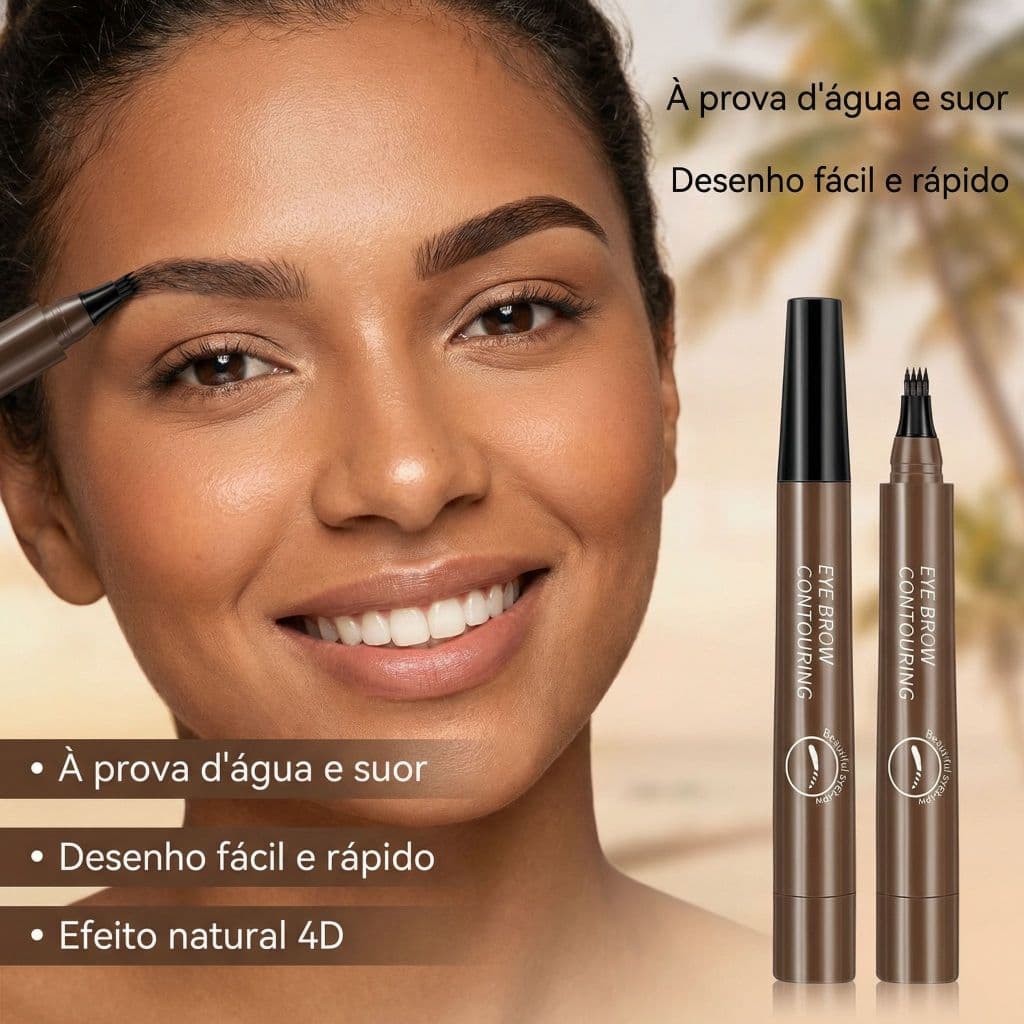 【Caneta de Sobrancelha 4 Pontas - Efeito Fio a Fio】Caneta Mágica 4 Pontas: Sobrancelhas Perfeitas Fio a Fio