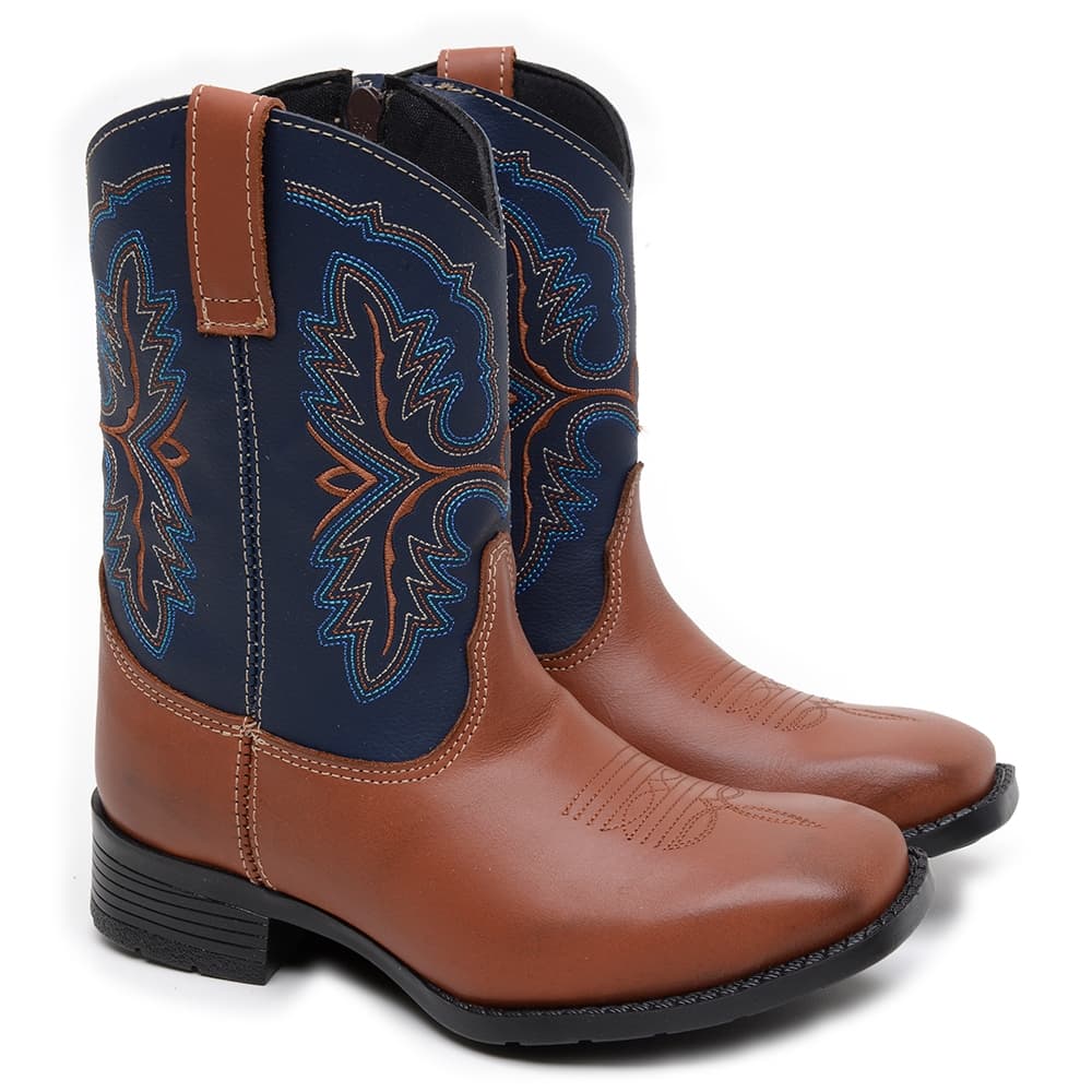 BOTA INFANTIL TEXANA COURO BORDADA