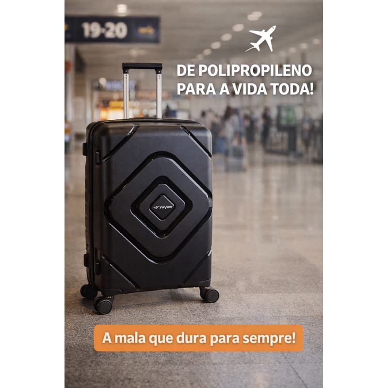 Mala Média 23KG Polipropileno Inquebrável Giratória 360° Cores